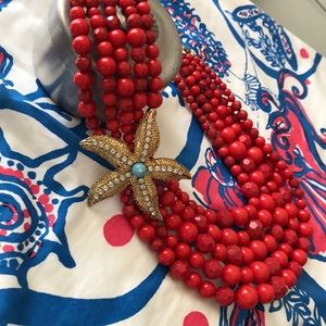 Statement beaded starfish necklace